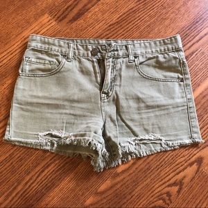 ARMY GREEN JEAN SHORTS